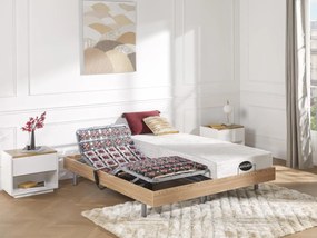 Rete relax 2x65 sospensioni in legno decorative quercia naturale di DREAMEA - 2 x 80 x 200 cm - motori OKIN