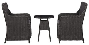 Set bistrot da giardino 3 pz con cuscini in polyrattan nero