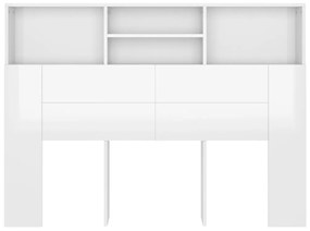 Testiera con scomparti bianco lucido 140x19x103,5 cm