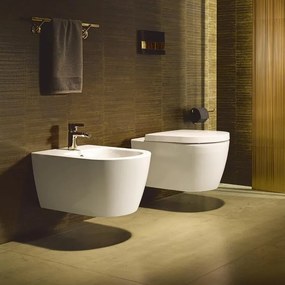 Coppia sanitari Sospesa Vaso Rimless senza brida Bidet e Sedile Rallentato bianco Me By starck Duravit