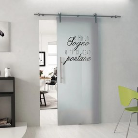 Porta scorrevole Sogno in vetro, L 88 x H 215 cm, con binario Lux