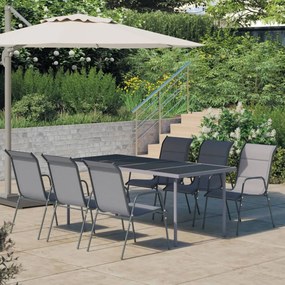 Set da Pranzo per Giardino 7 pz in Acciaio Antracite