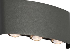 Lampada da parete per esterni grigio scuro con LED 6 luci IP54 - Silly