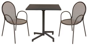 OPERA - set tavolo in metallo cm 70 x 70 x 73 h con 2 poltrone Maris