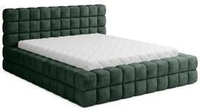Letto matrimoniale imbottito verde scuro con contenitore e rete inclusi 180x200 cm Dizzle – ELTAP
