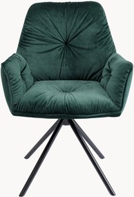 Set di 2 sedie da pranzo girevoli in velluto verde con braccioli Mila