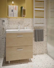 Mobile da bagno sotto lavabo SENSEA Easy rovere laminato opaco L 70 x H 80 x P 40 cm 2 cassetti, lavabo non incluso
