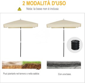Ombrellone da Giardino 2x2 m Palo Ø28 mm in Matallo e Poliestere Bianco Crema...