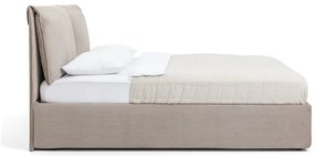 Letto matrimoniale imbottito grigio tortora con contenitore, materasso e rete inclusi 160x200 cm Thessa Pillow – Bonami Selection