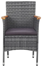 Set da pranzo per giardino 5 pz in polyrattan grigio