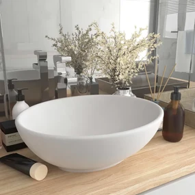 Lavandino Lusso Ovale Bianco Opaco 40x33 Cm İn Ceramica /