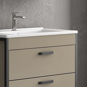 Kamalu - composizione bagno a terra 85cm: mobile con lavabo, specchio contenitore e pensile ikos-85