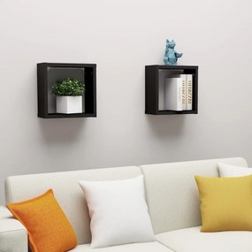 Mensole Parete A Cubo 2 Pz Nere 30x15x30 Cm /
