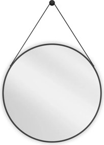 Mexen String specchio da bagno rotondo 70 cm, cornice nera - 9854-070-070-000-70