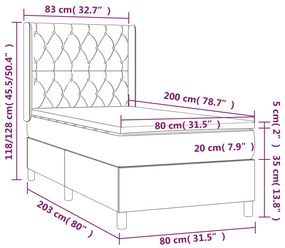 Letto a Molle con Materasso e LED Blu 80x200 cm in Tessuto