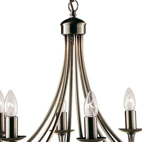 Lampadario Industrial-Nordico Maypole Acciaio Ottone 8 Luci E14