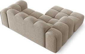 Divano angolare marrone chiaro (con penisola a sinistra/con chaise lounge) con rivestimento in ciniglia Treno – Cosmopolitan Design