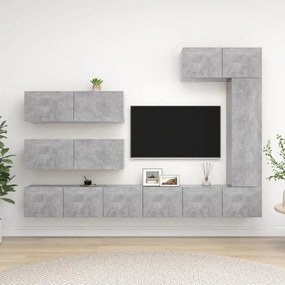 Set Di Mobili Porta Tv 7 Pz Grigio Cemento İn Legno Multistrato /