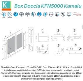 Kamalu - box doccia un lato 120cm con telaio a colore nero kfn5000
