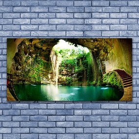 Quadro in vetro acrilico Paesaggio della cascata 100x50 cm