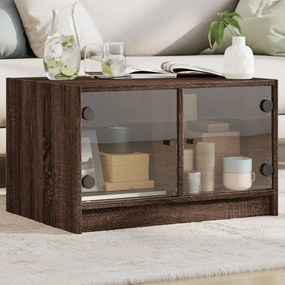 Tavolino Da Salotto Con Ante İn Vetro Rovere Marrone 68x50x42cm /