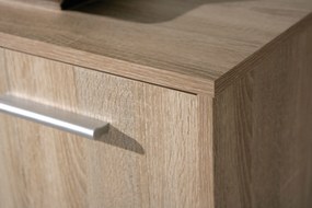 Credenza 6 cassetti in laminato rovere e bianco