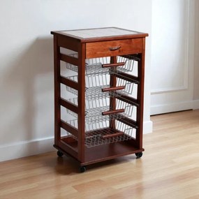 Carrello Cucina Portafrutta con Cassetto Portaoggetti NOCE