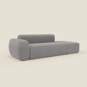 BonBon Divano modulare componibile – Composizione con pouf terminale in tessuto smacchiabile T23 grigio