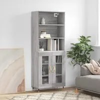 Credenza Grigio Sonoma 69,5x34x180 cm in Legno Multistrato 3189299