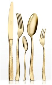 Set 30 Pz Posate Acciaio Inox Oro Martellata - Neva Posateria Creativa