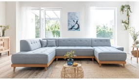 Divano letto a U azzurro, angolo sinistro Dazzling Daisy - Miuform