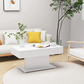 Tavolino Da Salotto Bianco 96x50x45 Cm İn Legno Multistrato /