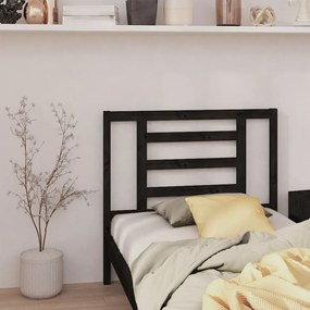Testiera Per Letto Nera 96x4x100 Cm İn Legno Massello Di Pino /