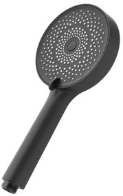 Doccetta tonda moderna 26cm nero opaco a tre getti in ABS anticalcare Hidra