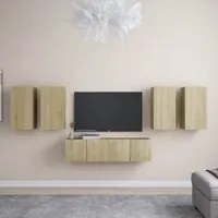 Set Porta TV 6 pz Rovere Sonoma in Truciolato 3078994