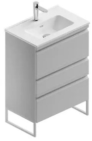 Mobile bagno sospeso con lavabo L 60 x H 56 x P 39,5 cm grigio artico opaco in mdf 3 cassetti per vasca centrale Pull