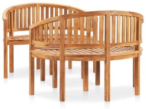 Set Salotto da Giardino 3 pz Design Curvo in Massello di Teak