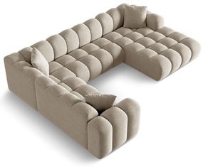 Divano angolare marrone chiaro (con penisola a sinistra/a U) con rivestimento in ciniglia Treno – Cosmopolitan Design