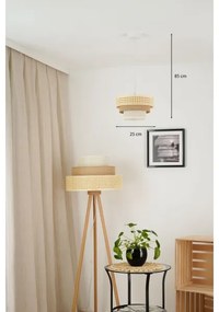 Brilagi - Lampadario a cavo CEDAR LUNETA 1xE27/15W/230V Ø25 rattan marrone crema