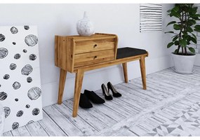 Panca con cassetti in legno di quercia con seduta grigia Retro - The Beds