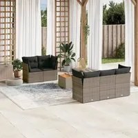 Set Divano da Giardino 6 pz con Cuscini Grigio in Polyrattan 3255815