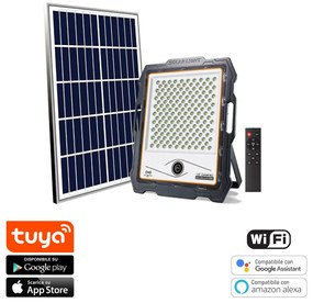 Faro proiettore Led Smart Tuya 200W WiFi con Telecamera di sorveglianza e pannello solare IP67 Bianco freddo 6000K M LEDME