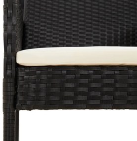 Set da pranzo da giardino 7 pz nero con cuscini in polyrattan