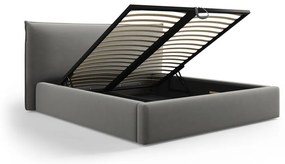 Letto matrimoniale imbottito grigio con contenitore e doghe 180x200 cm Elio - Milo Casa