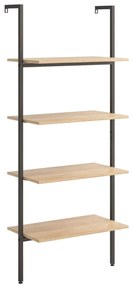 Scaffale pendente 4 livelli marrone chiaro e nero 64x35x152,5cm