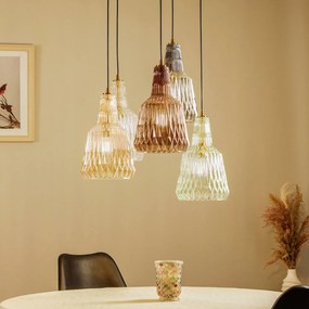 Lampada a sospensione in vetro Belarion Lindby, dimmerabile, Multicolore, Soggiorno / Sala da pranzo, Vetro, Vintage, Lampada a sospensione