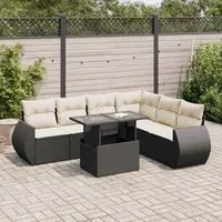 Set Divani da Giardino con Cuscini 7pz Nero Polyrattan 3326647