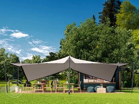 TOOLPORT Tenda stretch 6 x 8 m, set di pali in alluminio incluso, color sabbia - (1704)