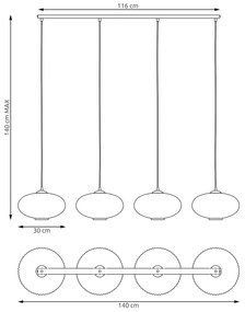 Lampadario 4 Luci Iris In Acciaio Nero Paralume Plissettato Bianco