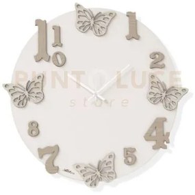 Orologio laser al quarzo art.607 tondo in legno bianco